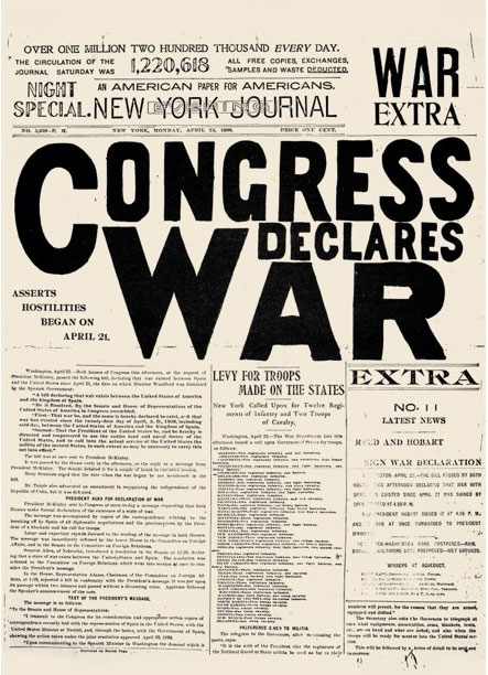 The start of the Spanish-American War, 25 April 1898