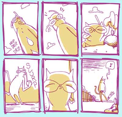 Kitties love Peaches, by Paul Hornschemeier